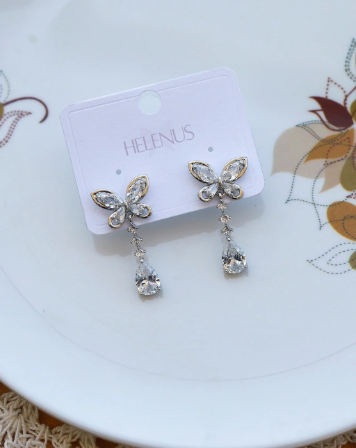 Silver Butterfly Dangle Earrings