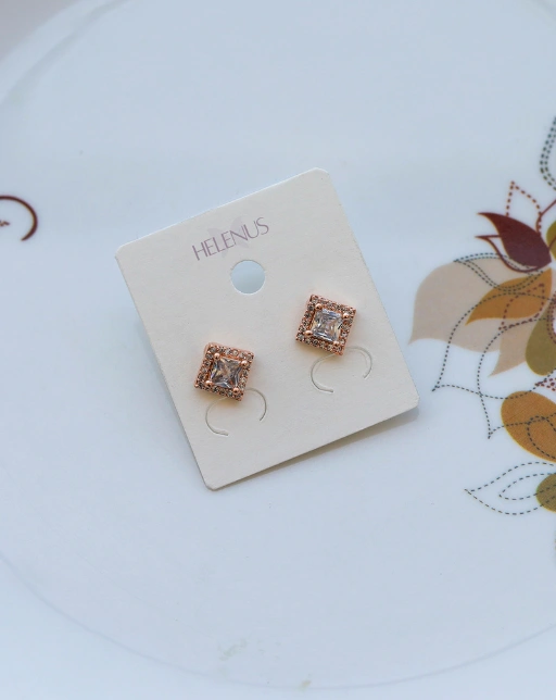 Square Sparkle Stud Earrings